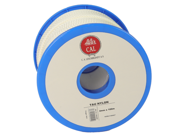 Tau Flettet Nylon - Hvit 4 mm - 100m - Spole 