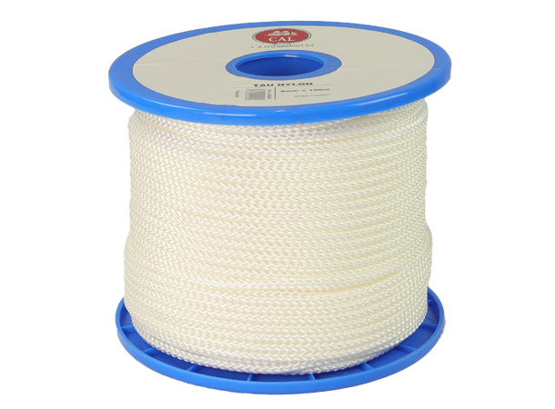 Tau Flettet Nylon - Hvit 4 mm - 100m - Spole 