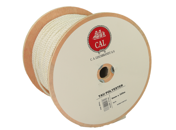 Tau Polyester - Hvit 6 mm - 320m - Spole 
