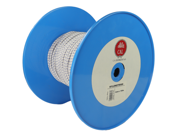 Nylonstrikk - Shock Cord 6 mm - 100m - Spole 