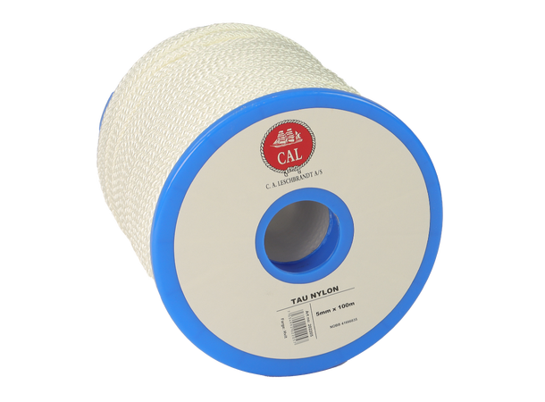 Tau Flettet Nylon - Hvit 5 mm - 100m - Spole 