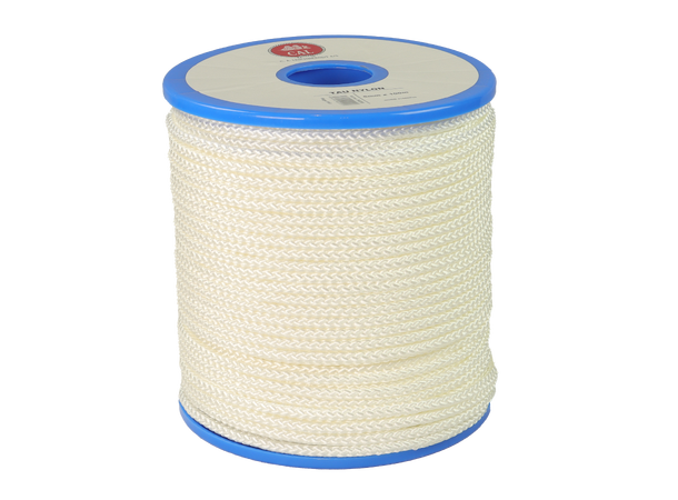 Tau Flettet Nylon - Hvit 5 mm - 100m - Spole 