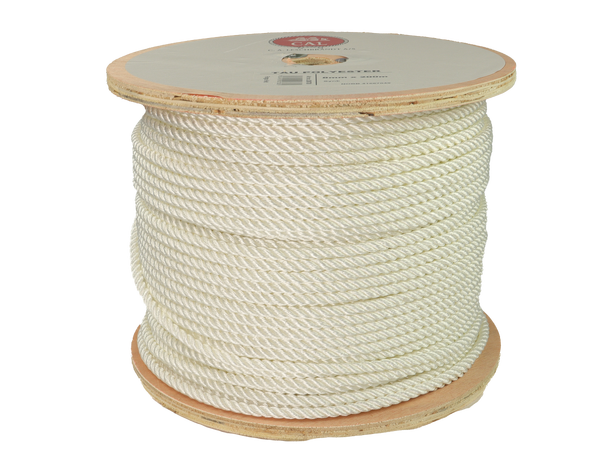 Tau Polyester - Hvit 8 mm - 200m - Spole 