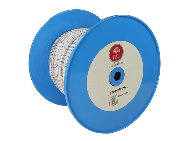 Nylonstrikk - Shock Cord 8 mm - 100m - Spole 