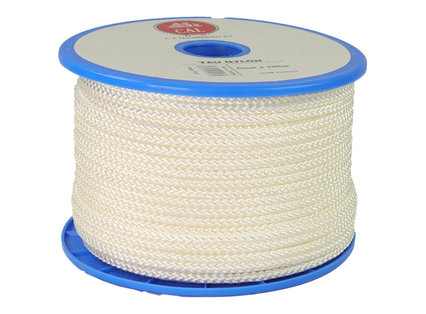 Tau Flettet Nylon - Hvit 6 mm - 100m - Spole 