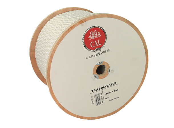 Tau Polyester - Hvit 12 mm - 95m - Spole 