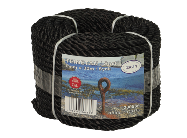 Teinetau 6mm Sort - Kveil 30m