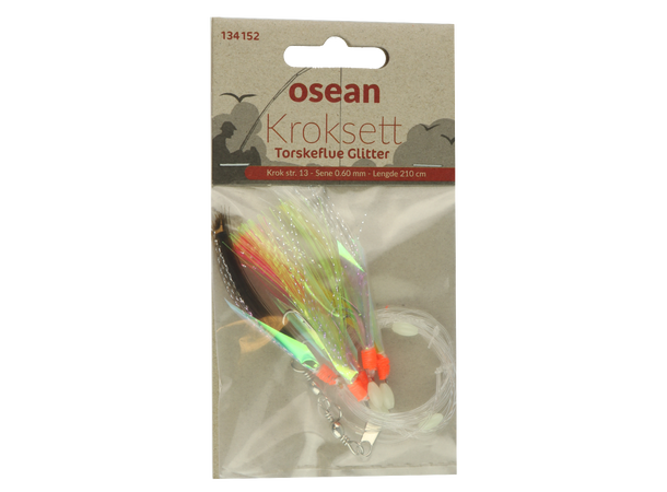 Osean  Torskeflue Glitter Kroksett - 5 stk - 13 