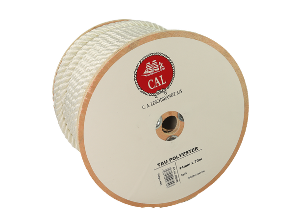Tau Polyester - Hvit 14 mm - 73m - Spole 