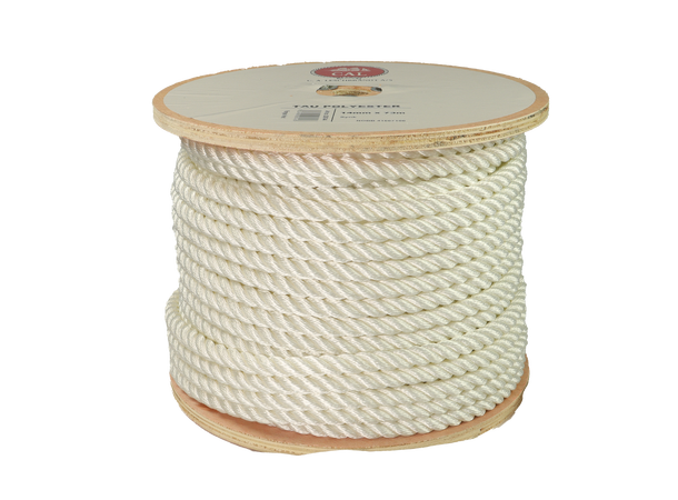 Tau Polyester - Hvit 14 mm - 73m - Spole 