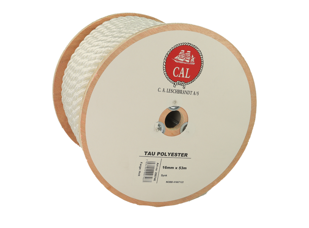 Tau Polyester - Hvit 16 mm - 53m - Spole 