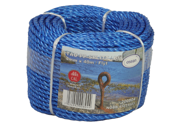Tau PP Splitt - Blå 4 mm - 40m - Kveil 