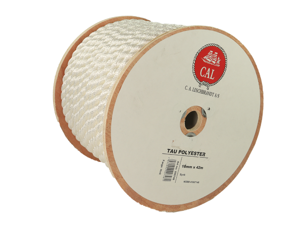 Tau Polyester - Hvit 18 mm - 42m - Spole 