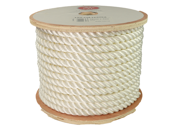 Tau Polyester - Hvit 18 mm - 42m - Spole 