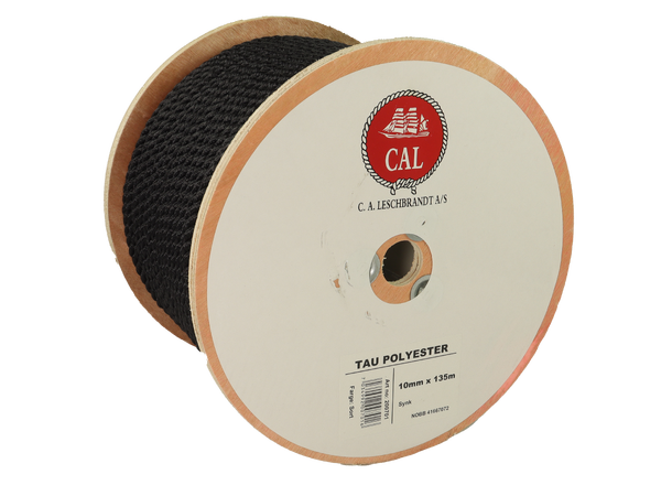Tau Polyester - Sort 10 mm - 135m - Spole 