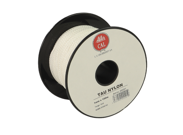 Tau Flettet Nylon - Hvit 1 mm - 100m - Spole 