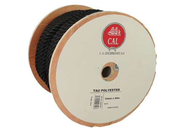 Tau Polyester - Sort 12 mm - 95m - Spole 