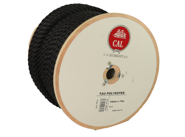 Tau Polyester - Sort 14 mm - 73m - Spole 