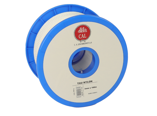Tau Flettet Nylon - Hvit 3 mm - 100m - Spole 