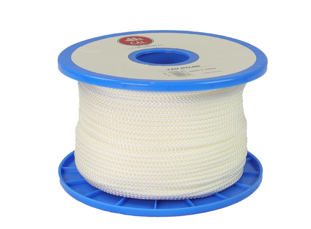 Tau Flettet Nylon - Hvit 3 mm - 100m - Spole 