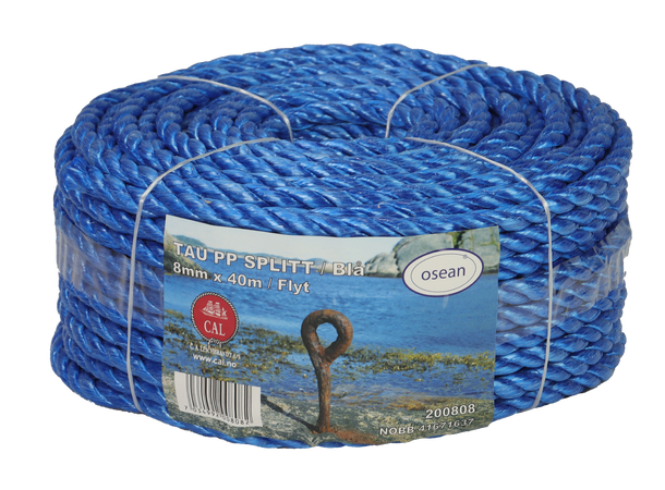Tau PP Splitt - Blå 8 mm - 40m - Kveil 