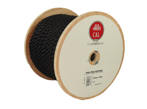 Tau Polyester - Sort 16 mm - 46m - Spole 