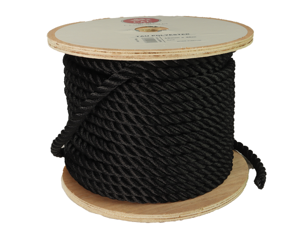 Tau Polyester - Sort 16 mm - 46m - Spole 
