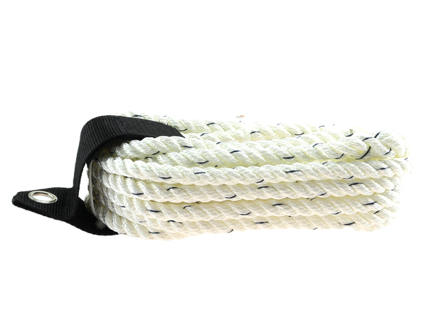 Fortøyningstau m/øye - Hvit / Blå 12 mm - 6m - 3-Slått 