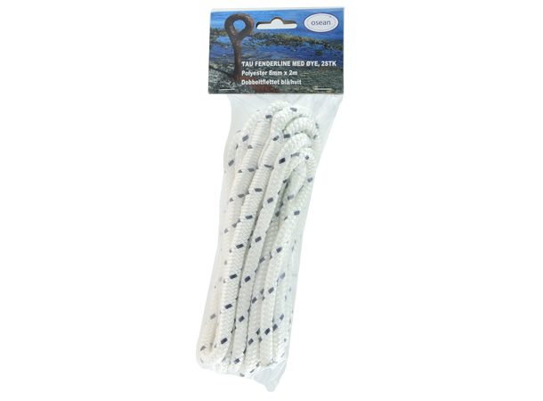 Fenderline - Hvit - 2pk 8 mm - 2m - Dobbelflettet 