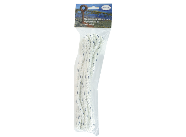 Fenderline - Hvit / Blå - 2pk 8 mm - 2m - 3-Slått 