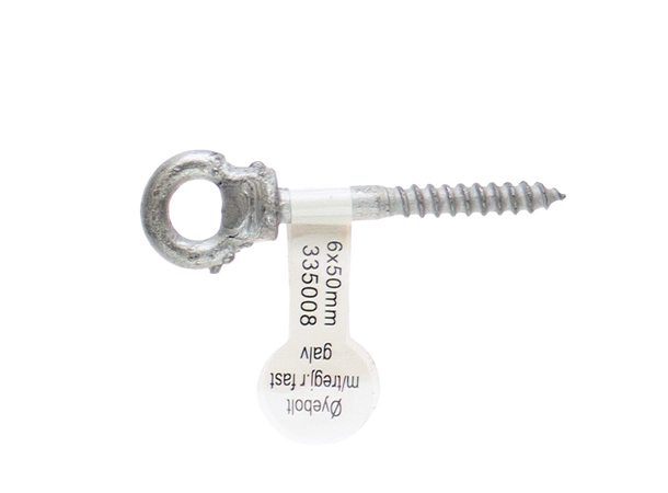 CAL Øyebolt fast m/ tregjenger Galvanisert stål - 6x50 mm 