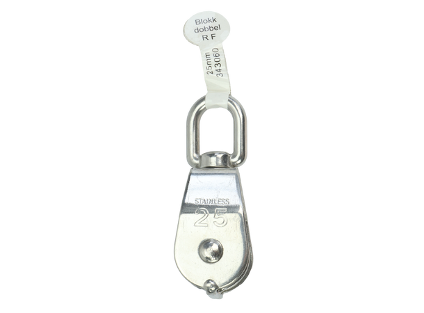 CAL Blokk - Dobbel Rustfri - 25mm - 10mm tau 