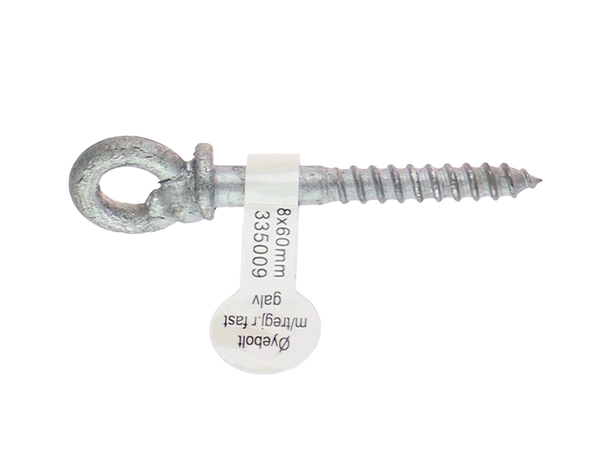 CAL Øyebolt fast m/ tregjenger Galvanisert stål - 8x60 mm 