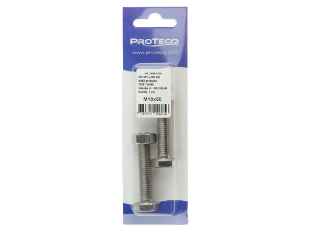 Bolt med mutter - 2 pk A4 10x50mm 2pk 