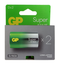 GP Super Batteri D - 2pk LR-20 - D
