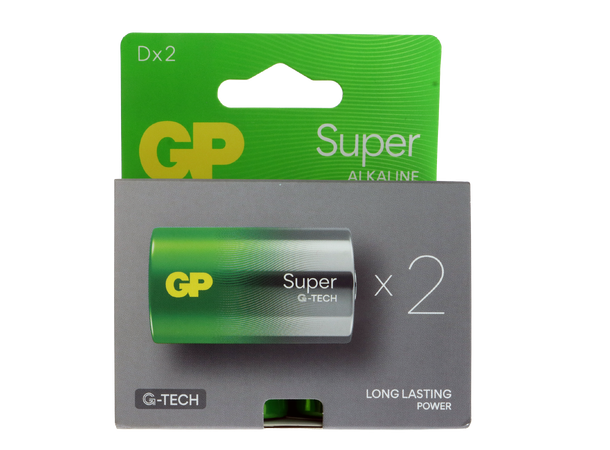 GP Super Batteri D - 2pk LR-20 - D 