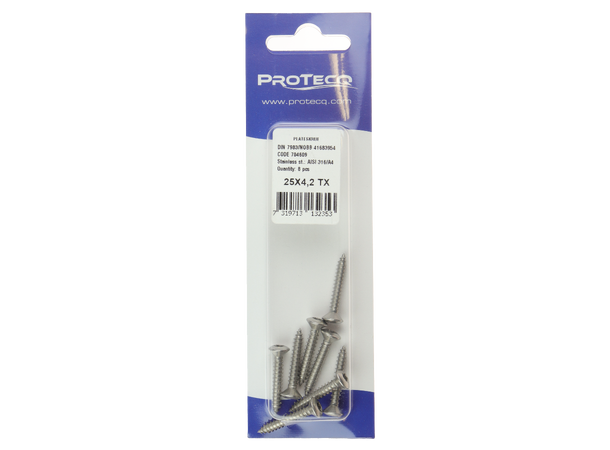 Plateskrue linse - 8 stk A4 - 25x4,2mm ( 8stk) 