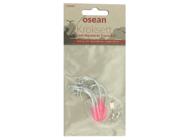 Osean Tinsel Mackerel Trace Kroksett - 4 stk - 3/0 