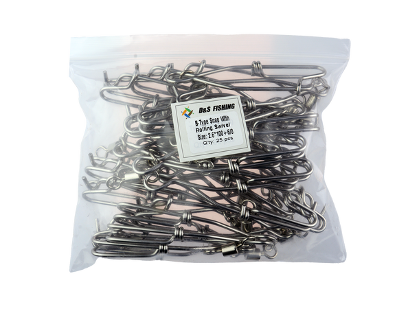 Lineklips - 25 stk Rustfri - med svivel - 2,6x100mm 