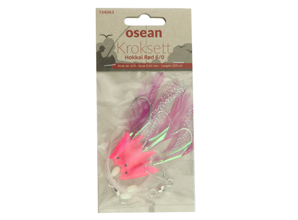 Osean Hokkai rød Kroksett - 3 stk - 6/0 