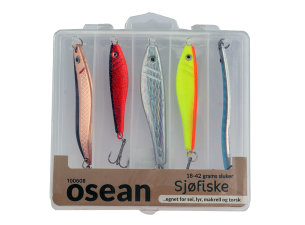 Osean sluksett Kyst- 5stk m/slukboks 18gr - 42gr 