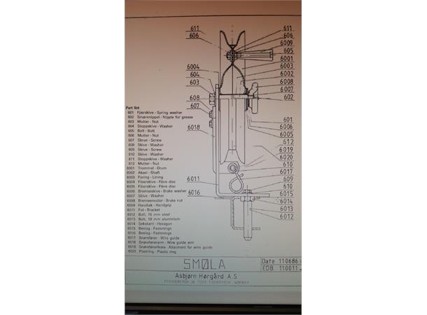 Snørefører Fiskehjul Smøla/BSR Består av 612-6019-610-6017 