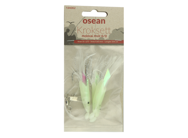 Osean Hokkai hvit Kroksett - 3 stk - 6/0 