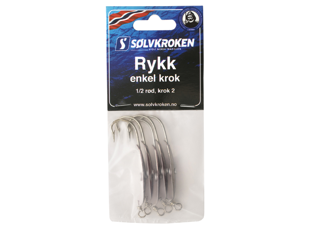 Sølvkroken Rykk - Nr2 - 5pk Sølv / Rød - Enkel krok 