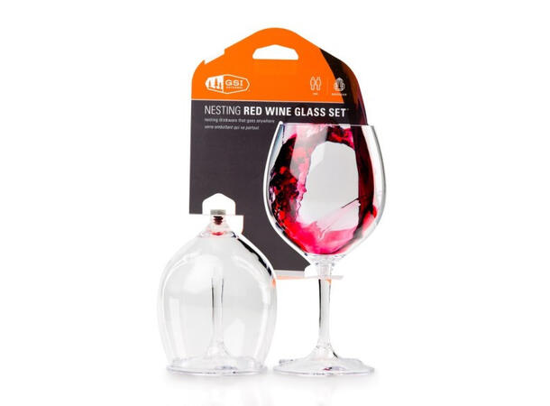 GSI Nesting Rødvinsglass - 2pk Plast - Støtresistant 