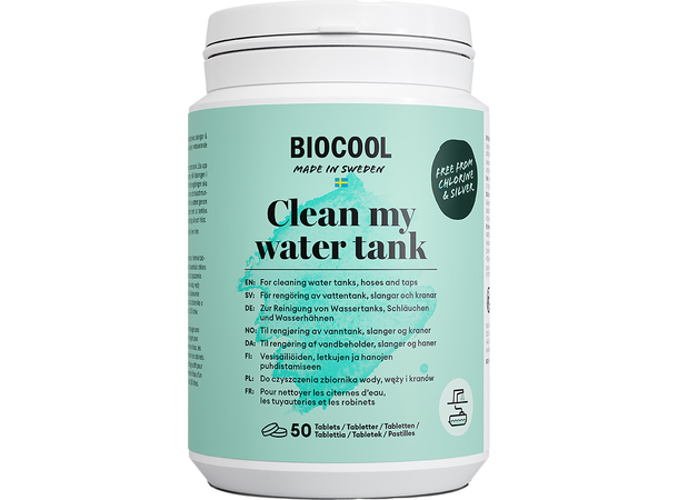 BioCool Clean my water tank 50 tabletter desinfeksjon av vanntank 