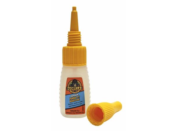 Gorilla Glue Superlim m/ pensel og dyse - 12 gr 