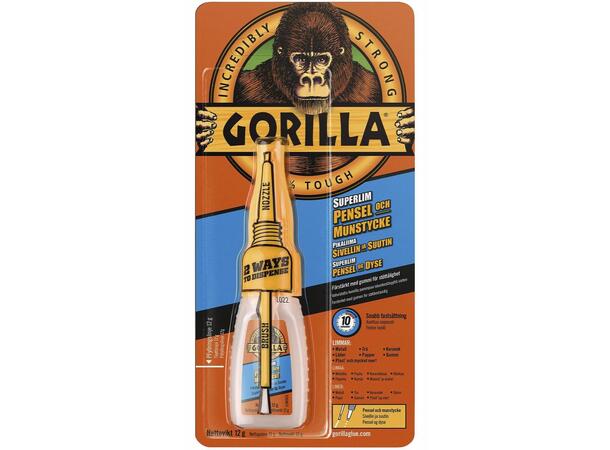Gorilla Glue Superlim m/ pensel og dyse - 12 gr 