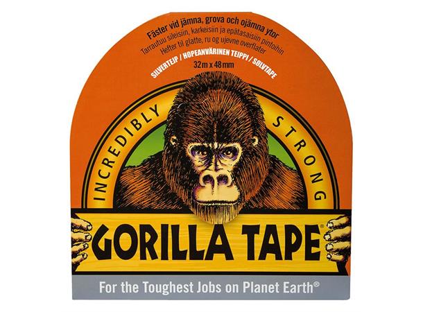 Gorilla Tape, 32m x 48mm, sølv