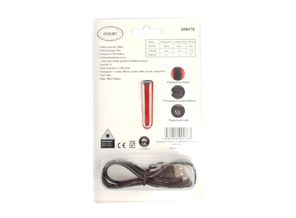Osean LED 200 - LED Lommelykt 200 Lumen - Oppladbar 